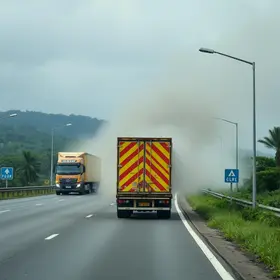 carreta interdita BR-376 em São José dos Pinhais